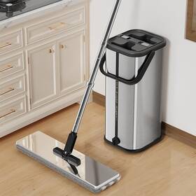 Swiftiron 782937756402 Premium Stainless Steel Microfiber Flat Mop For Floor Cleaning - 360 Pivot