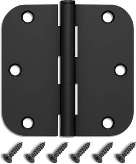 Taiwemtbro 744759386793 3 Pack Matte Black 3.5 Inch Rounded Door Hinges For Interior Doors