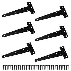 43180-134413 Tambee 6-pack 6in Black Wrought Iron T-strap Light Duty Hinges For Gates Barn Doors
