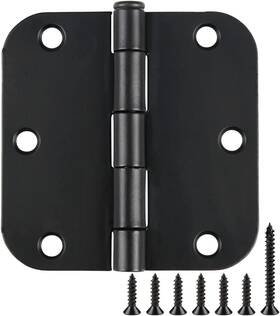 Tdchinges 313052458409 30 Pack Rounded Matte Black Door Hinges 3.5 Inch 5/8 Radius Interior 3 1/2