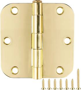 Tdchinges 445022637699 18 Pack Interior Door Hinges Polished Brass 3.5 Inch X 3-1/2 5/8 Radius 3 Gol