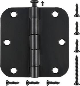 Tdchinges 695636874332 42 Pack Matte Black Door Hinges 3.5 X Inch Interior Rounded Pin