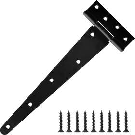 Tdc-th003-bk-2p-12in-2.5mm Tdchinges 12 Inch Heavy Duty T-strap Shed Door Hinges - 2 Pack Barn And Farm Gate Hardware
