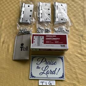 Hgc10004 Tell Mfg 3 Pack 4-1/2 Inch Satin Chrome Ball Bearing Commercial Hinges