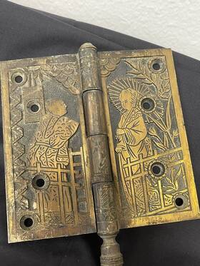 Tkb-j45h-k The Kings Bay Asain Japanese Door Hinge Cast Brass Circa 1880 Design 5x5