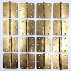 Mh3.5 The Penrod Company 1/4-1/4 Nos Lot Of 16 Brass Plated Steel 3-1/2 Inch Butt Hinges With 1/4 Radius Corner