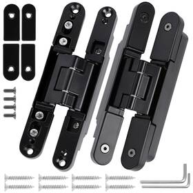 3us-6bhinge Toqraft Hidden Door Hinges 2 Pcs - 6 X 1.2 Inch Black Thin Invisible Zinc Alloy C