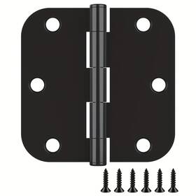 Fba-ly-dhyj35-b18 Treasem 18 Pack Rounded Matte Black Door Hinges 3.5 X Inch With 5/8 Radi