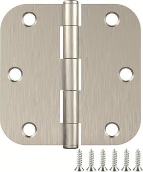 Fba-ly-dhyj35-n12 Treasem 12 Pack Rounded Satin Nickel Door Hinges 3.5 X Inch With 5/8 Radius