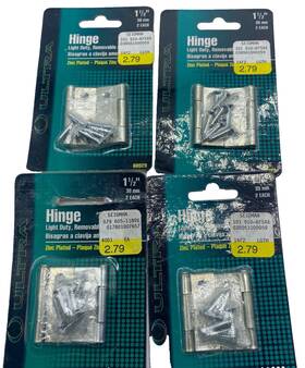 60929 Ultra Lot Of 4 Hinge Light Duty Zinc Plated Fence Gate Barn Door 1 1/2 Inch Cr