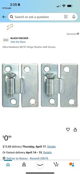 H08851-zp-a Ultra Hardware 96737 Shutter Hinge- Zinc Plated Finish 12 Pairs