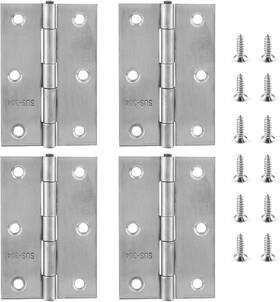 Unlorspy20220701-012 Unlorspy 4 Pcs Stainless Steel Folding Butt Hinges 3 Inch Silver Square Door With