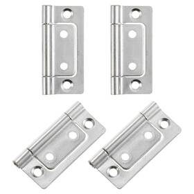 Uxcell 656320820585 4pcs 2x1 Inch Door Hinges Non-mortise No Noise Plating Silver