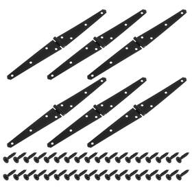 Uxcell 783243106653 6pcs Strap Hinges 6 Inch Shed Door Gate Hinge With Screws Black