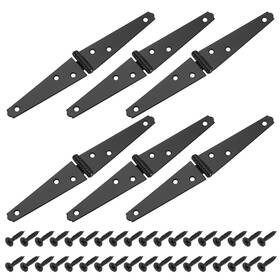 Uxcell 783243106776 6pcs Strap Hinges 4 Inch Shed Door Gate Hinge With Screws Black