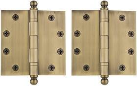 728375 Warehouse 313033180183 4.5 Inch Ball Tip Heavy Duty Square Corners Door Hinge Antique Bra
