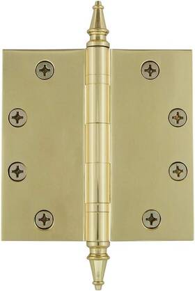 746108 Warehouse 4.5 Inch Steeple Tip Heavy Duty Square Corners Door Hinge Polished
