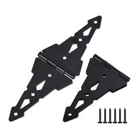 Winsoon 445055757791 15.7 Inch X 7 Black Heavy-duty Decorative Fence Gate Hinge Tee