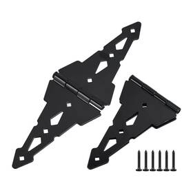 Gcm6028 Winsoon Fence Gate Hinge Tee 15.7in X 7in Black Heavy-duty Steel Decorative Rustic