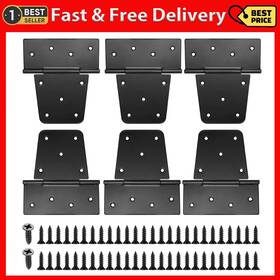 Xingwenhao 445057344333 Heavy Duty Gate Hinges For Wooden Fences 6 Pcs Black Iron Metal Barn Door