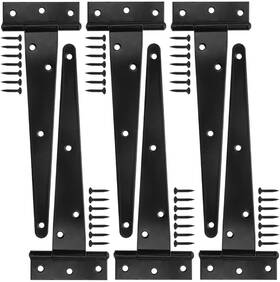 Xinmeiwen 445026338363 6pack 8inch Black T-strap Shed Hinge Heavy Duty Barn Gate Hinges Doors Hing
