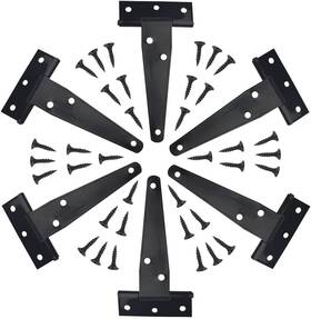 Xinmeiwen 744759952011 6pack 4inch Black T-strap Shed Hinge Heavy Duty Barn Gate Hinges Doors Hing
