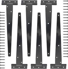 Hinge-10in-6p Xinmeiwen 6-pack 10-inch Black T-strap Shed Hinges Heavy Duty For Barn Doors Gates And Woo