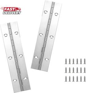 Yeecheng 726084470729 2pcs Silver 6-inch Heavy Duty Stainless Steel Piano Hinge 2 Inch Open Width Continuo