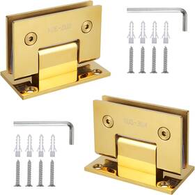 Younthye 705353375064 2pack Glass Gold Shower Door Hinges Stainless Steel 90 Degree Heavy Duty Brushed