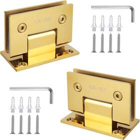Younthye 744759531575 2pack Glass Gold Shower Door Hinges Stainless Steel 90 Degree Heavy Duty Brushed