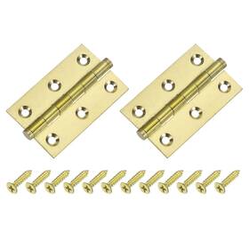 Zaplyte 636939162375 2pcs Folding Butt Hinges 2.5 Inch Brass Flat Head Small Door