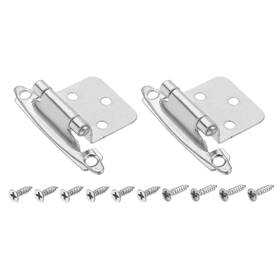 Zaplyte 656417760336 2pcs Cabinet Kitchen Inset Hinges 1/2 Inch Overlay With Screws Nickel Silver