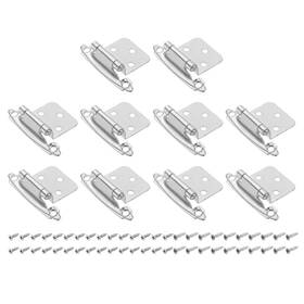 Zaplyte 656417760350 20pcs Cabinet Kitchen Inset Hinges 1/2 Inch Overlay With Screws Nickel Silver