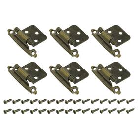 Zaplyte 656417760374 6pcs Cabinet Kitchen Inset Hinges 1/2 Inch Overlay With Screws Bronze