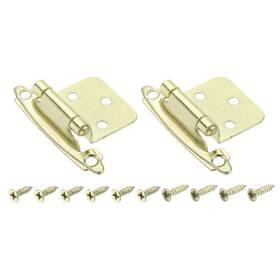 Zaplyte 656417760398 2pcs Cabinet Kitchen Inset Hinges 1/2 Inch Overlay With Screws Golden