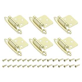 Zaplyte 656417760404 6pcs Cabinet Kitchen Inset Hinges 1/2 Inch Overlay With Screws Golden