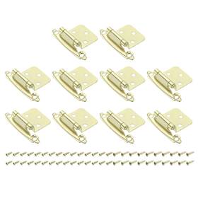 Zaplyte 656417760411 20pcs Cabinet Kitchen Inset Hinges 1/2 Inch Overlay With Screws Golden