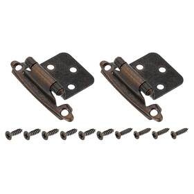 Zaplyte 781954250153 2pcs Cabinet Kitchen Inset Hinges 1/2 Inch Overlay With Screws Red Bronze