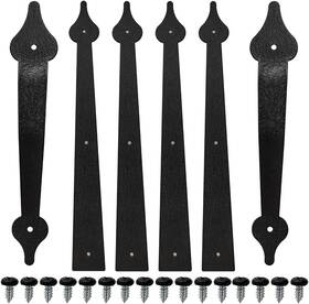 Zekoo 751105796939 Steel Decorative Garage Door Hinges Handles Iron Hardware Kit Color Black 6 P