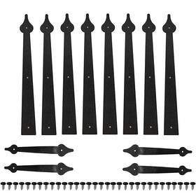 Zekoo 751105796946 12 Pcs Steel Decorative Garage Door Hinges Handles Iron Hardware Kit Co