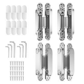 Zeyuansen 726852547189 4-pack 6 Inch Invisible Door Hinges Zinc Alloy 180 Concealed Adjustable Silver