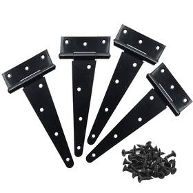 Zhongjuekj 750139259366 4pcs Black Heavy T Strap Hinges Gate For Wooden Fences Or Metal Gates