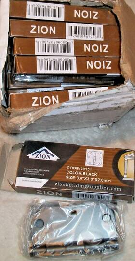 Zion 628090072068 12 Boxes Of 2 Hardware Door Hinge Matte Black 3 Inch X