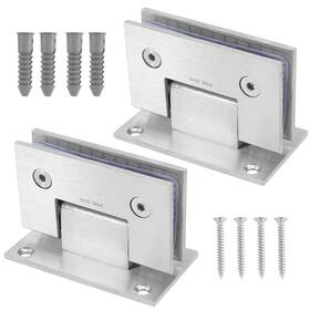 Zoenhou 744358255599 2 Packs Silver Glass Door Hinges 90 Degree Frameless Shower H Inch