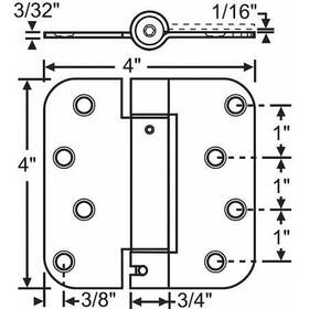 8-468snk Zoro Select 4 In W X H Satin Nickel Door And Butt Hinge