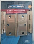 Schlage Hinge Project Pack, 3.5" Square, Satin Nickel (67758) Fs. Fixed Price $17.00.