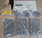 Box Of 3 Stanley Full Mortise Hinges FBB179 4.5"X4.5" Five Knuckle Ball Bearing. Fixed Price $19.99.