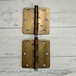 Vintage National Hardware Door Hinges Antique Brass Plated Heavy Gauge Steel. Fixed Price $14.99.