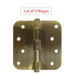 9 Of Antique Brass 4"X W 5/8" Radius Round Corner Exterior Door Hinges Inch. Fixed Price $19.99.