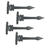 Black Wrought Iron Door Strap 9" Colonial Spear Tip Flush Mount Hinges. Fixed Price $80.99.